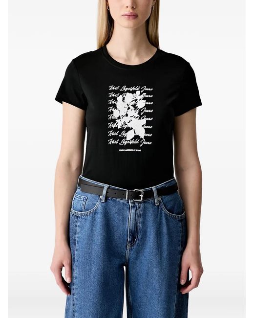 Karl Lagerfeld Black Graphic-Print T-Shirt