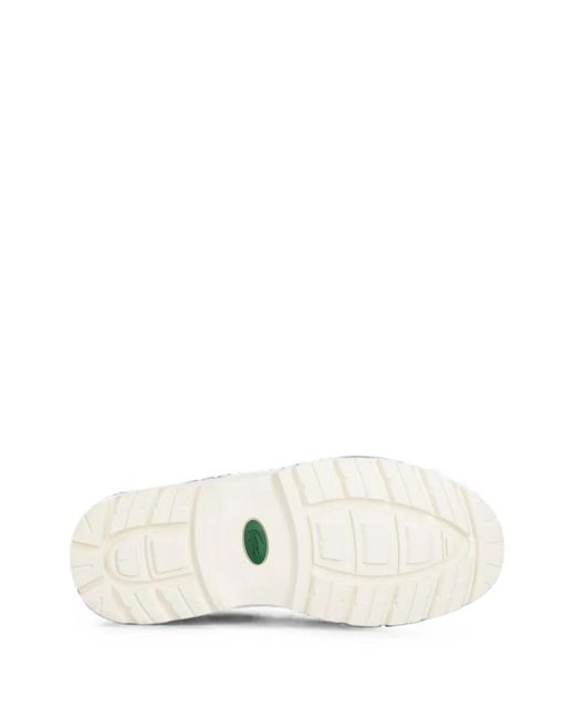 Lacoste White Baskets En Daim À Plaque Logo