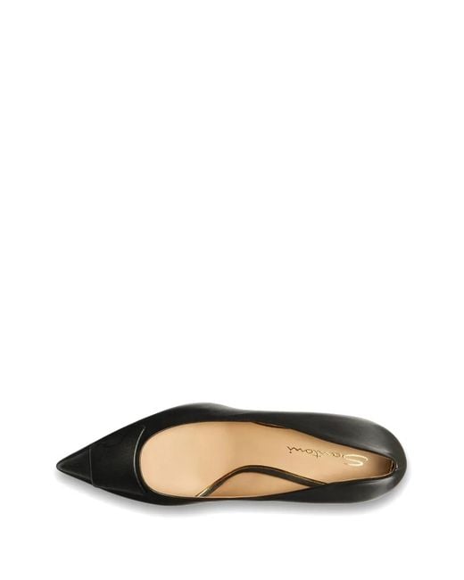 Santoni Black Leather Pumps