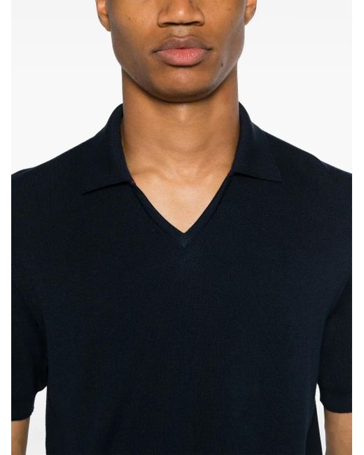 Kiton Black Fine-Knit Cotton Polo Shirt for men