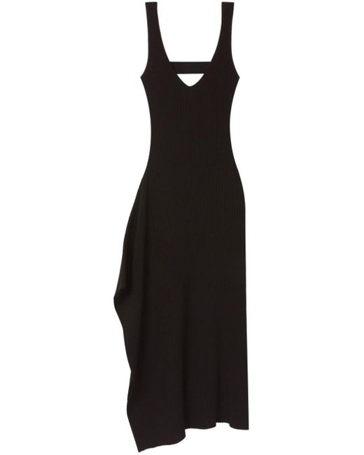 AZ FACTORY Black Serena Asymmetric Midi Dress