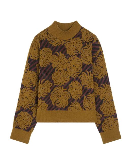 Dries Van Noten Natural Floral-Jacquard Sweater