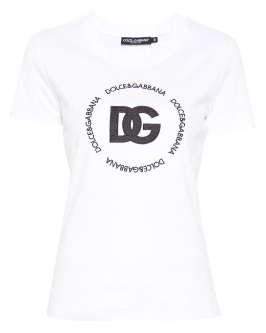 T-shirt en interlock avec logo DG Dolce & Gabbana en coloris White