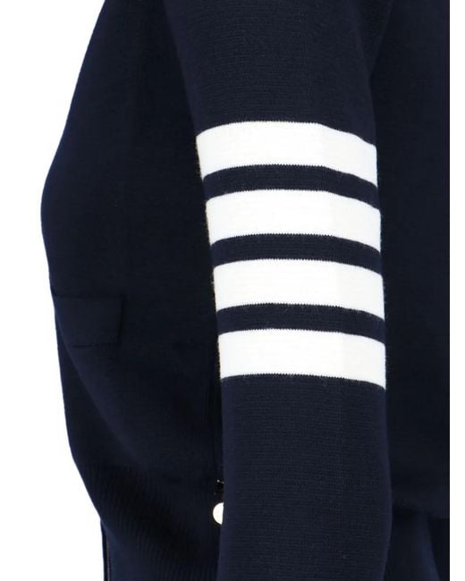 Thom Browne Blue 4-Bar Stripe V-Neck Cardigan