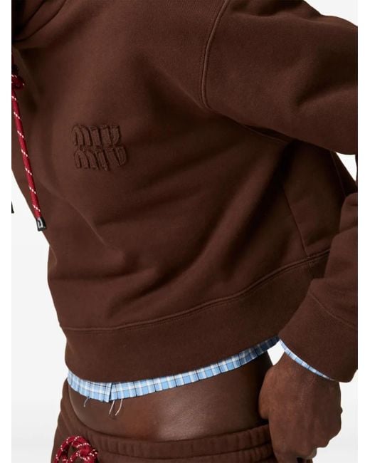 Miu Miu Brown Cotton Fleece Hoodie