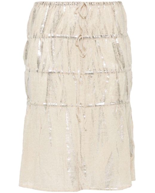 Falda Plata con acabado brillante Paloma Wool de color Natural