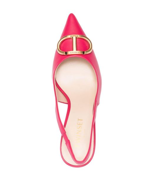 Pumps con placca logo 80mm di Twin Set in Pink