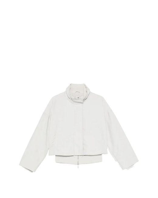 Emporio Armani White High-Neck Bomber Jacket