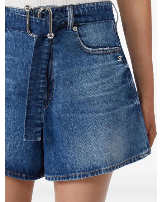 Sportmax Blue Medio Frayed Shorts