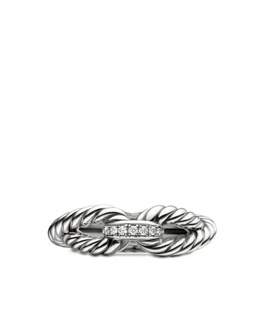 David Yurman Metallic Sterling Cable Loop Diamond Band Ring (7Mm)