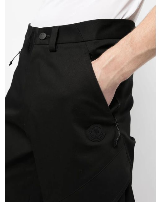 Moncler Black Logo-Patch Straight-Leg Trousers for men