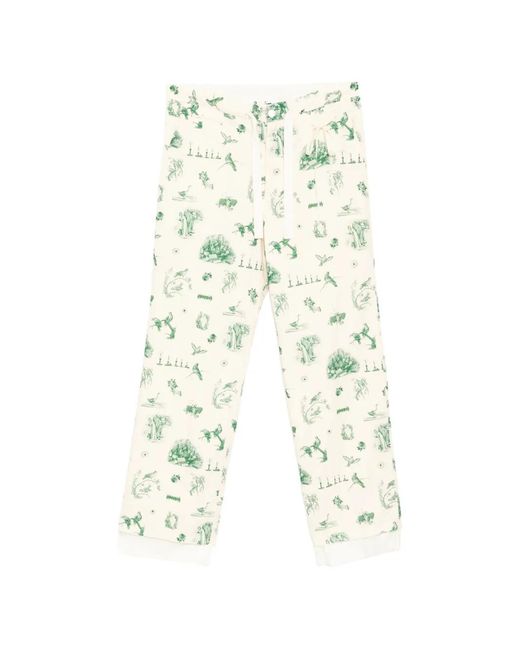 Midorikawa White Toile De Jouy-Print Drawstring Trousers for men
