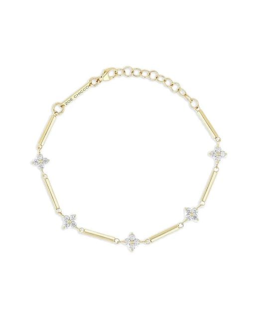 Zoe Chicco White 14K Quad Station Diamond Bracelet