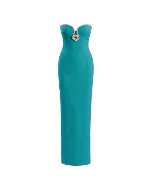 Saiid Kobeisy Blue Crystal-Embellished Maxi Dress