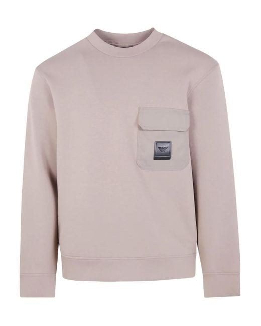 Emporio Armani Gray Patch-Pocket Cotton Sweater for men