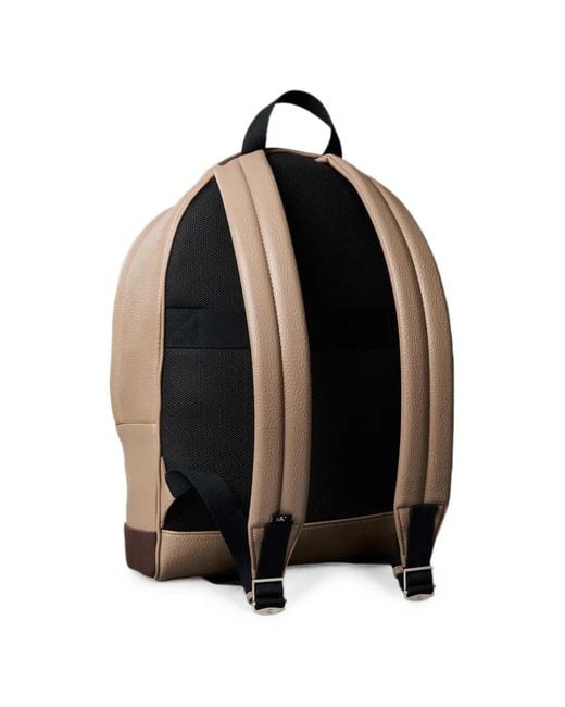 Calvin Klein Natural Monologo Logo-Patch Pebbled Backpack for men