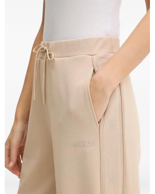 Guess Natural Drawstring-Fastening Logo-Detail Track Pants