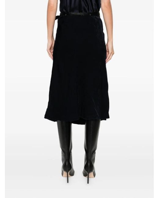 Forte_forte Black Fluid Chic Velvet Sarong Skirt