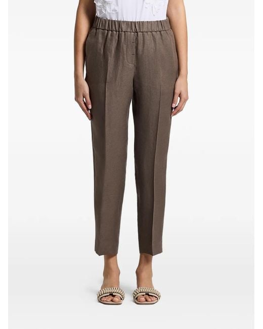 Peserico Brown Elasticated-Waist Trousers