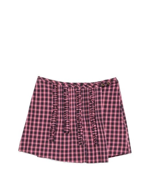 Damson Madder Red Glinda Ruffled Checked Mini Skirt