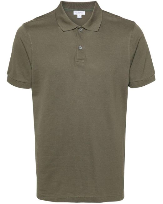 Cotton polo shirt di Sunspel in Green da Uomo