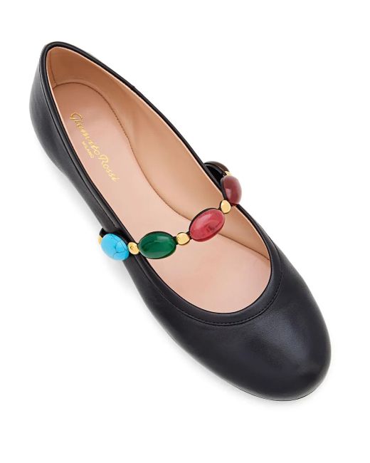 Gianvito Rossi Ballerina's Verfraaid Met Stenen in het Blue