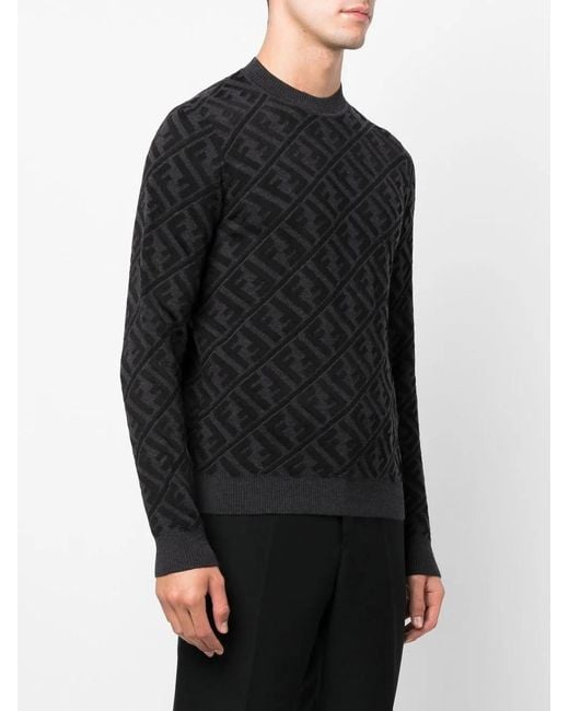 Fendi Black Ff Monogram-Pattern Jumper for men