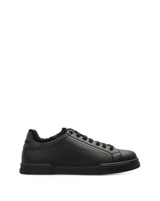 Dolce & Gabbana Black Portofino Light Calfskin Sneakers for men