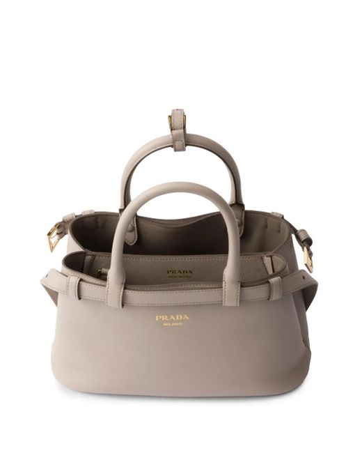 Prada Natural Small Buckle Tote Bag