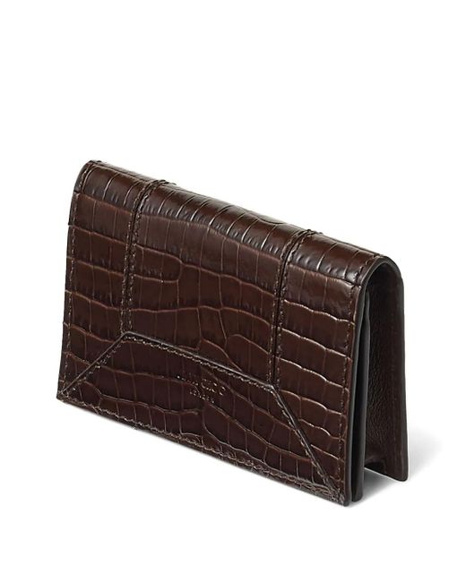 Jimmy Choo Brown Nello Crocodile-Effect Leather Wallet