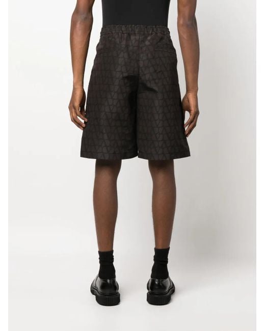 Valentino Garavani Black Toile Iconographe Bermuda Shorts for men
