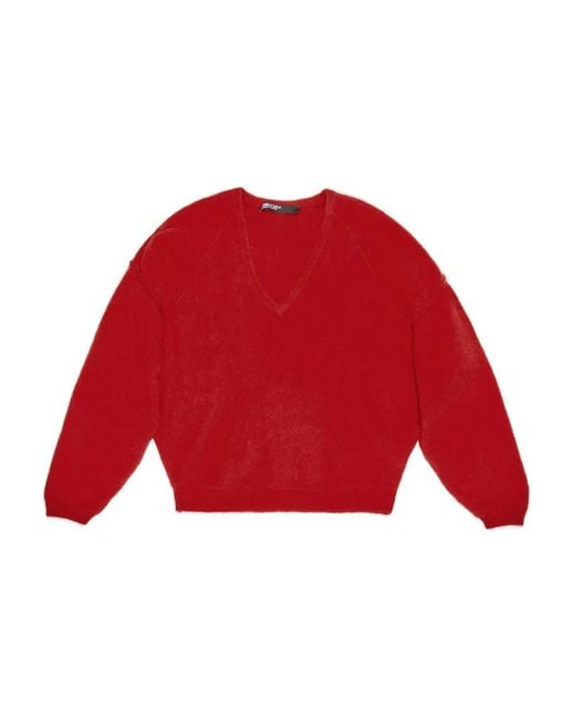 Bimba Y Lola Red V-Neck Long-Sleeve Top