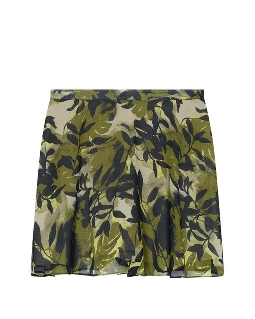 ARMANI EXCHANGE Green Leaf-Print Mini Skirt