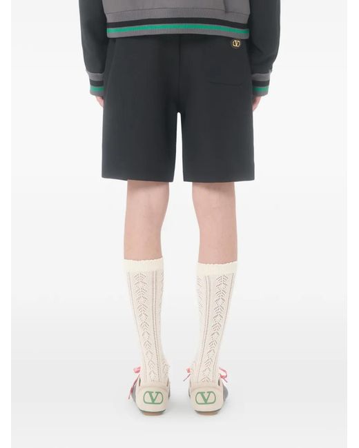 Valentino Garavani Black Elastic-Waistband Shorts for men