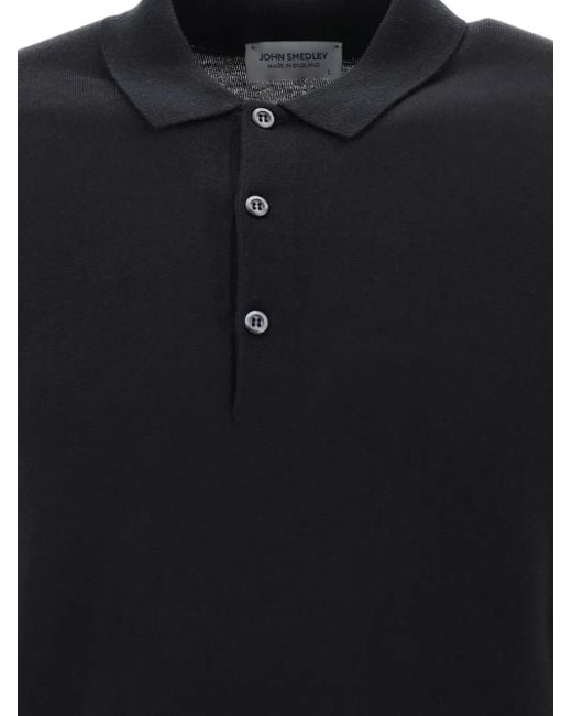 メンズ John Smedley ロングスリーブ ポロシャツ Black