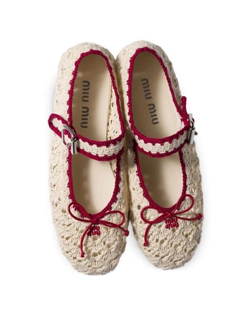 Miu Miu Pink Crochet Ballerinas