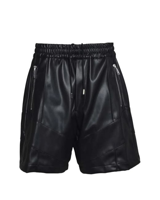 DSquared² Black Zipped-Pockets Leather Shorts for men