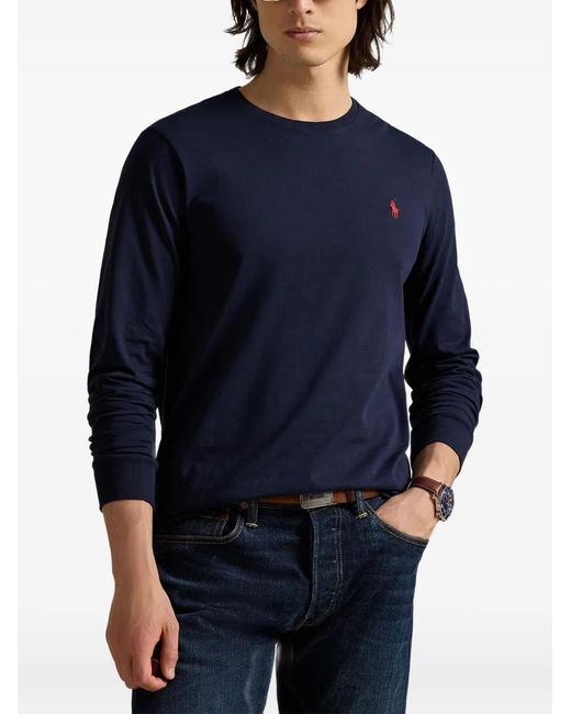 Polo Ralph Lauren Blue Embroidered Long-Sleeve T-Shirt for men