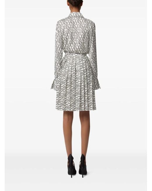 Nina Ricci White Bell-Cuff Printed Shirt