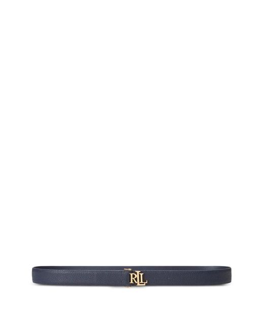 Ralph Lauren White Logo-Plaque Pebbled Belt