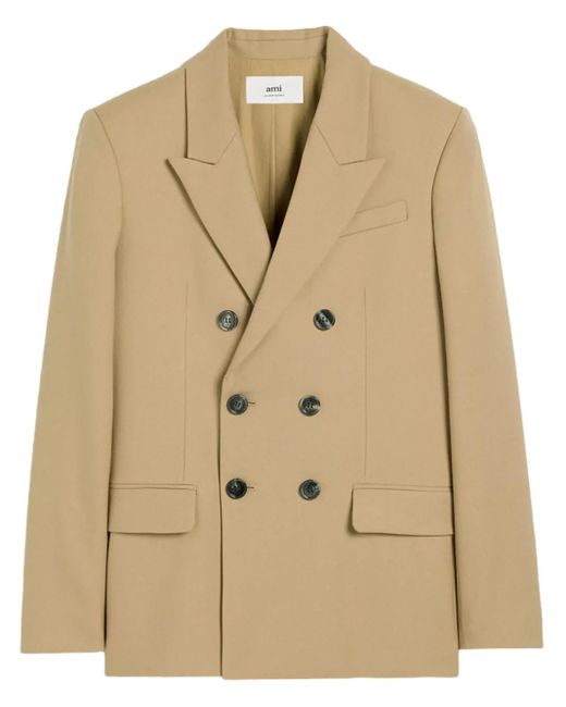 AMI Natural Double Breasted Virgin Wool Blazer for men