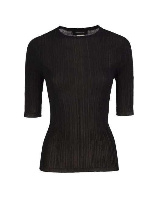 Fabiana Filippi Black Ribbed-Knit T-Shirt