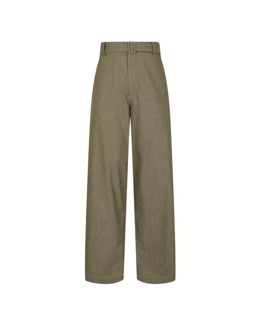 CROQUIS Green Belted Wide-Leg Trousers for men