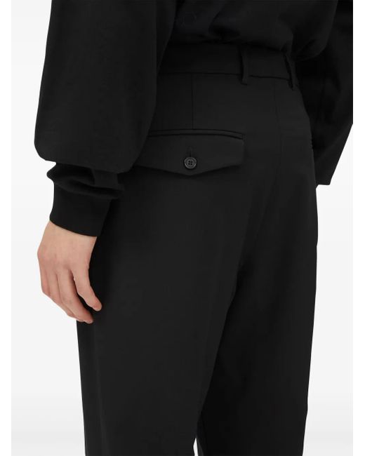 MSGM Black Straight-Leg Tailored Pants With Button Closure for men