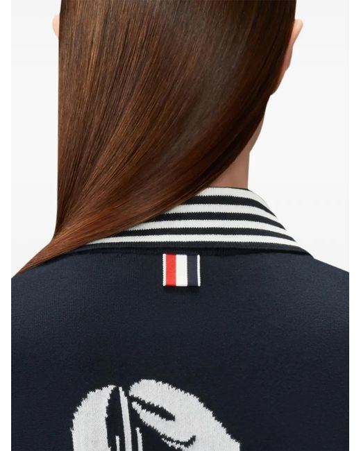 Thom Browne Blue Rwb Stripe Lobster-Jacquard Polo Shirt