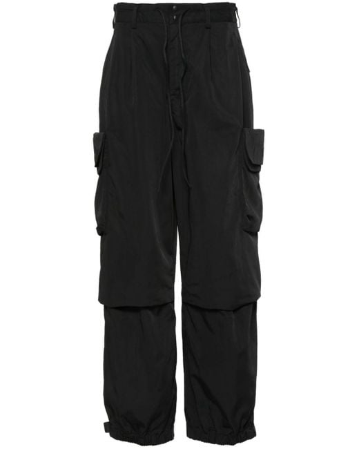 Y-3 Black Cargo-Pockets Twill Trousers