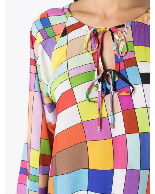 Amir Slama Multicolor Graphic-Print Long-Sleeved Dress