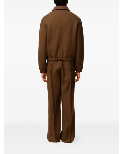 AMI Brown Ami De Coeur Wool Zipped Jacket for men