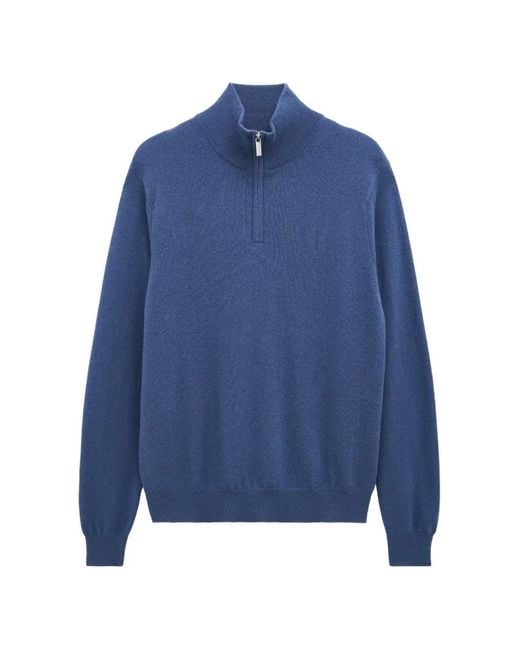 Pringle of Scotland Blue Quarter-Zip Cashmere Sweater for men