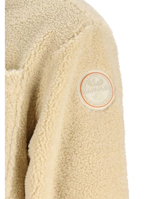 Napapijri Natural Logo-Embroidered Fleece Shirt Jacket for men